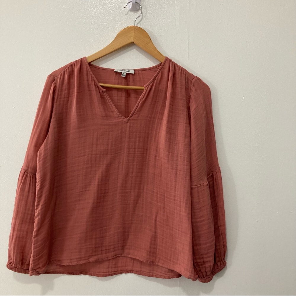Madewell | Shirred Neck Balloon Sleeve Top Size S